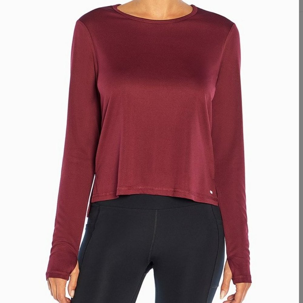 NEW Marika Windsor Wine Thumbhole Anya Long-Sleeve Top, Size S